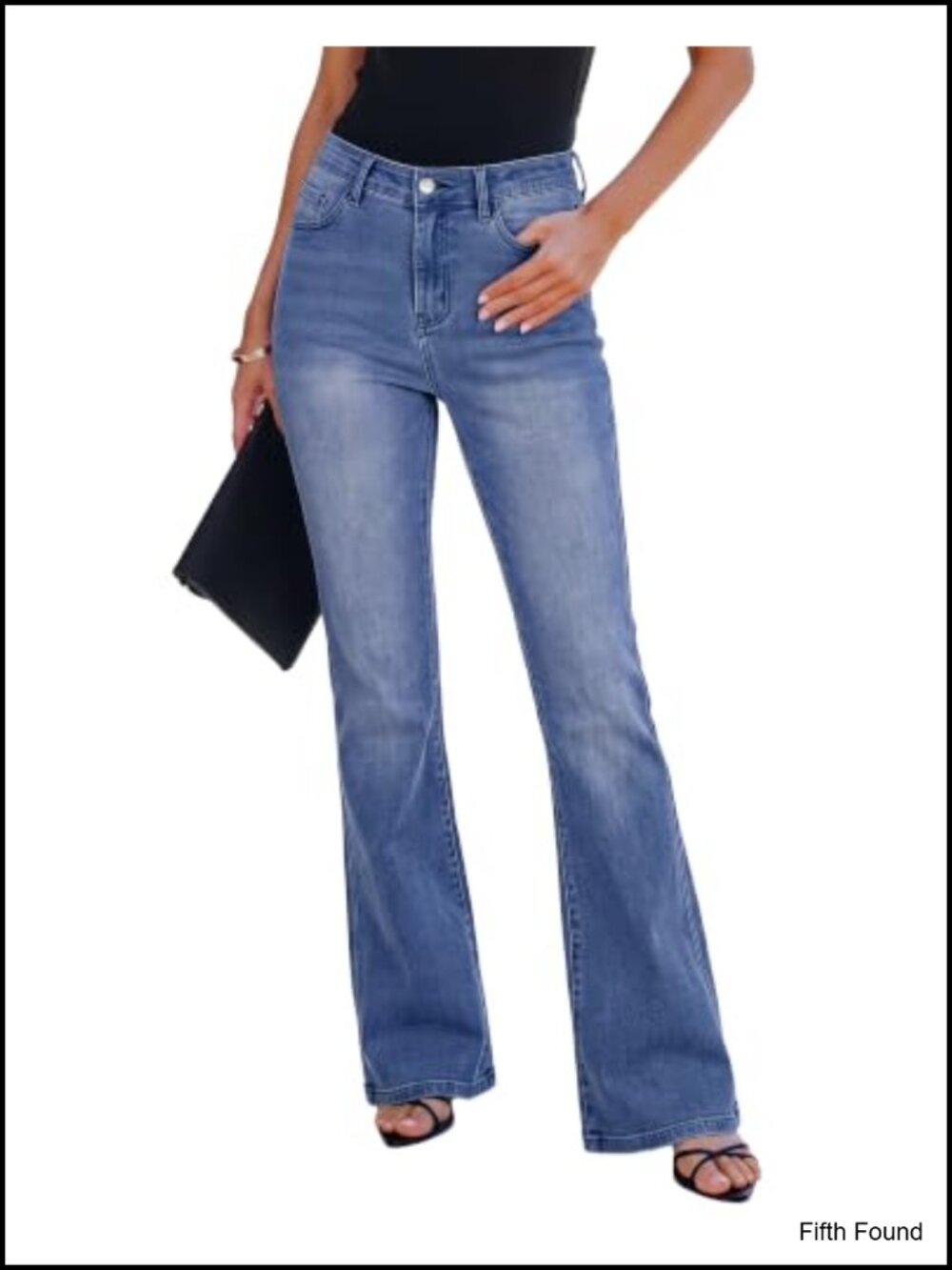 High Rise Flare Jeans Stretchy Denim Pants Casual 5-Pocket Women's